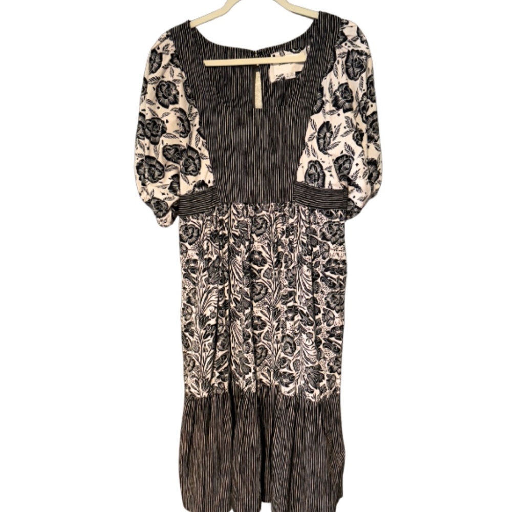 Feminine Flowy Coquette Cottagecore Fairy Ruffle Hem Puff Sleeve Dress 10